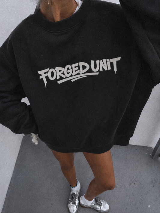 Forged Unit Logo Essential Fleece Mock-Neck Crew Sweatshirt