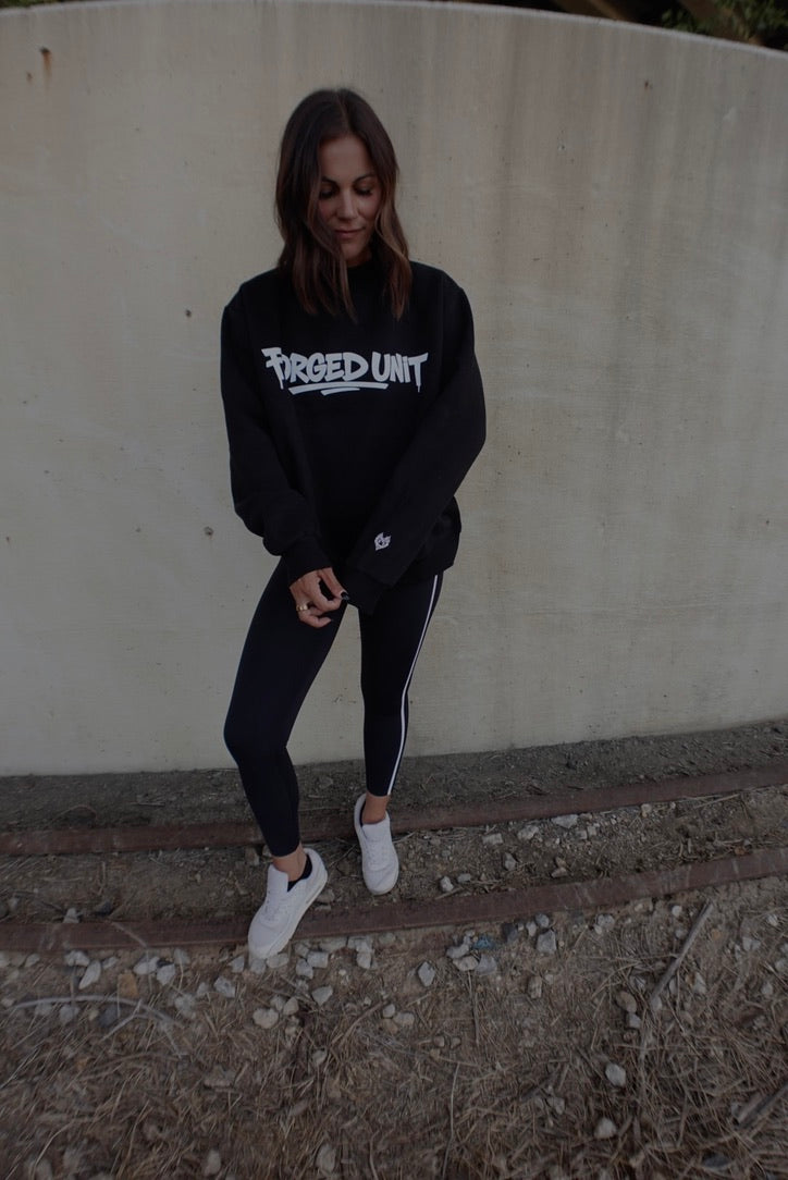 Forged Unit Logo Essential Fleece Mock-Neck Crew Sweatshirt