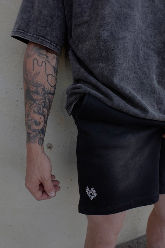Sun Fade Raw Edge Cotton Shorts