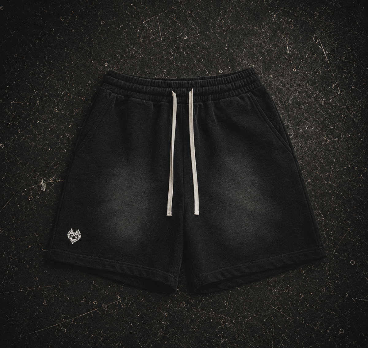Sun Fade Raw Edge Cotton Shorts