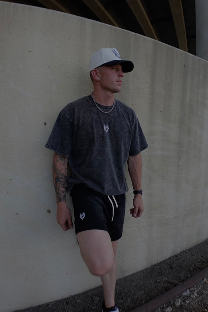 Sun Fade Raw Edge Cotton Shorts