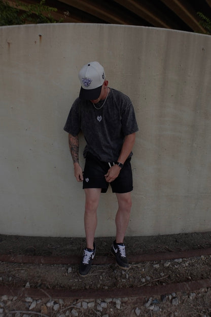Sun Fade Raw Edge Cotton Shorts