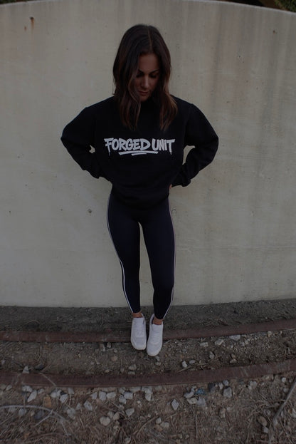 Forged Unit Logo Essential Fleece Mock-Neck Crew Sweatshirt