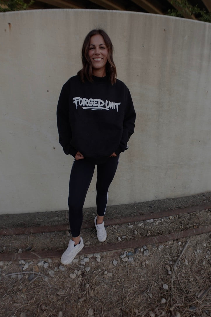 Forged Unit Logo Essential Fleece Mock-Neck Crew Sweatshirt