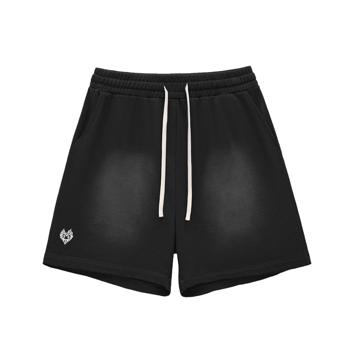 Sun Fade Raw Edge Cotton Shorts